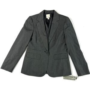 Anne Klein 2 Suits Amanda Blazer Women’s Size 6 Gray Micro Check 1-Button Jacket